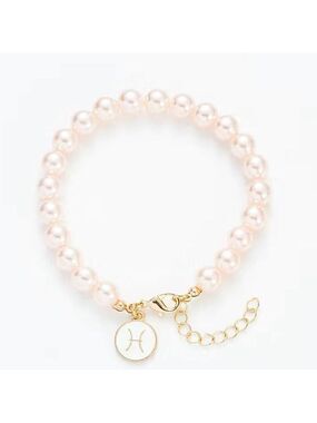 Pisces 14k gold horoscope beaded adjustable chain bracelet
